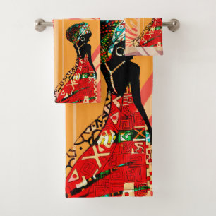 Afrikanische Frau Orange Abstraktes Bad Handtuch S Badhandtuch Set