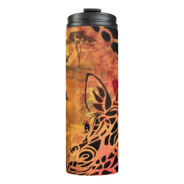 Afrikanische Frau und Giraffe Thermosbecher (Vorderseite)