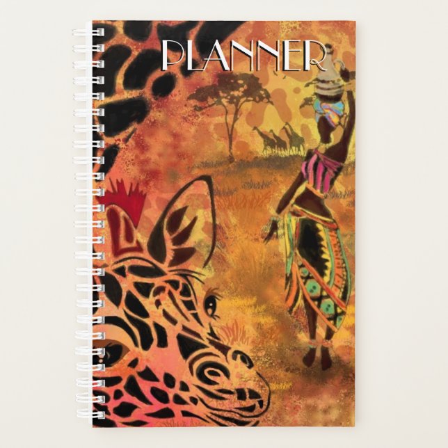 Afrikanische Frau und Giraffenplaner Planer (Vorderseite)