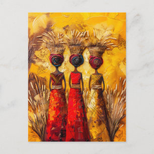 Afrikanische Frauen bei der Getreideernte Postkarte