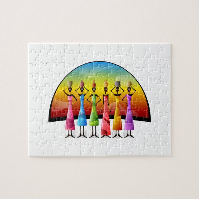 Afrikanische Frauen in farbenfrohen Kleidern (Horizontal)