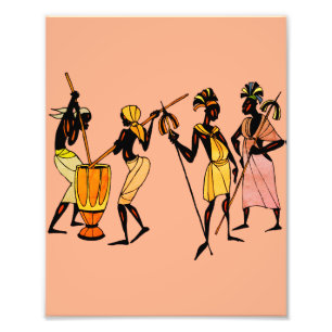 Afrikanische Frauen kochen und tanzen Fotodruck
