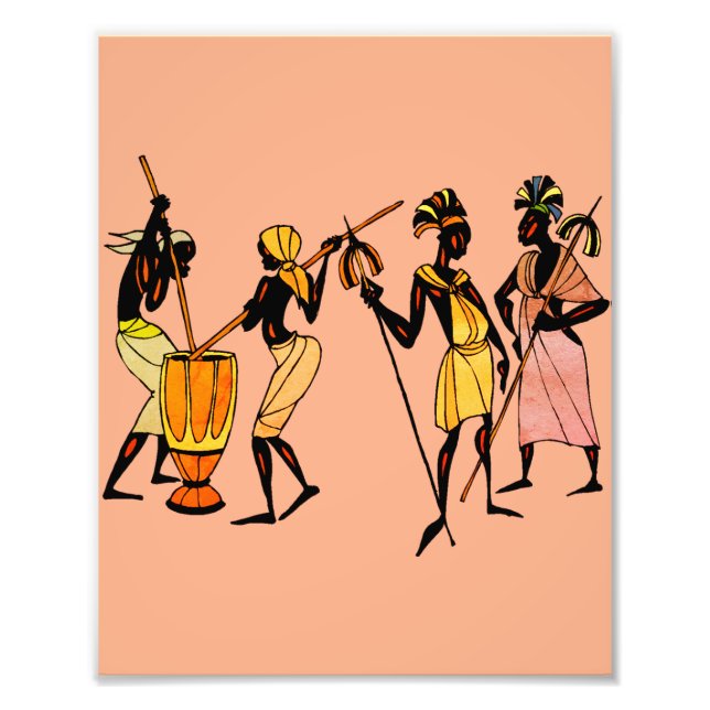 Afrikanische Frauen kochen und tanzen Fotodruck (Vorne)