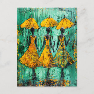 Afrikanische Frauen mit Regenschirmen Postkarte