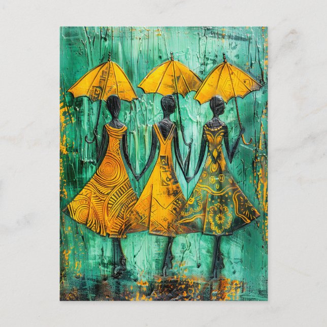 Afrikanische Frauen mit Regenschirmen Postkarte (Vorderseite)