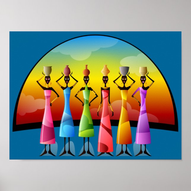 Afrikanische Frauen mit Schiffspopster Poster (Vorne)