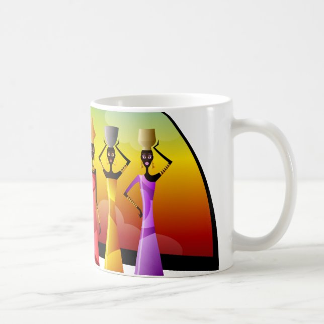 Afrikanische Frauen mit Töpferei auf den Köpfen Kaffeetasse (Rechts)