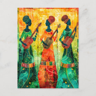 Afrikanische Frauen spielen Saiteninstrumente Postkarte