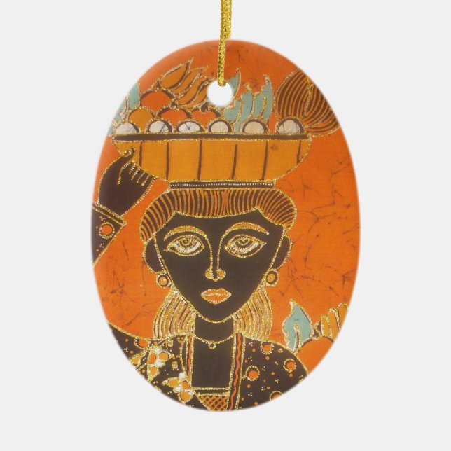 afrikanische Frauen tragen Korbkunst Keramikornament (Vorne)