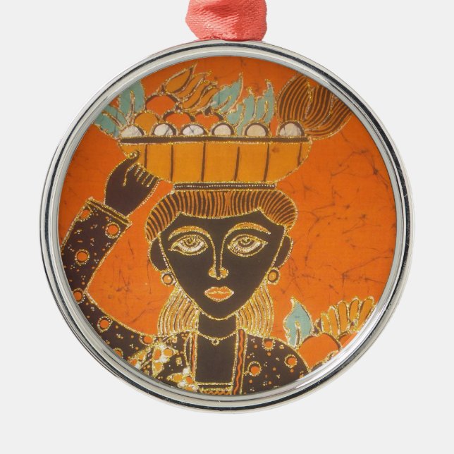 afrikanische Frauen tragen Korbkunst Ornament Aus Metall (Vorne)