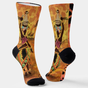 Afrikanische Frauen und Giraffen-Socken Socken