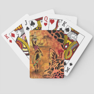 Afrikanische Frauen und Giraffen spielen Karten Spielkarten