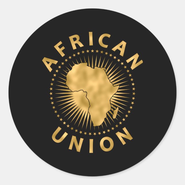 Afrikanische Gewerkschaft Flag Afrika Goldener Jah Runder Aufkleber (Vorderseite)