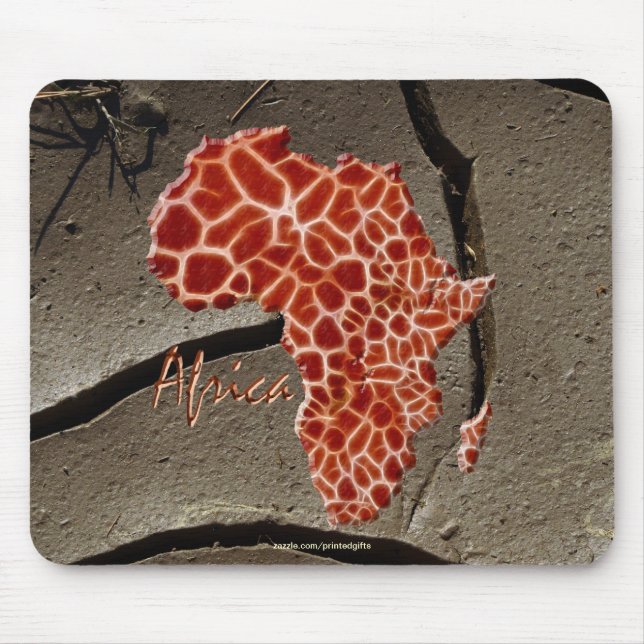 Afrikanische Giraffe-Karte AFRICA auf Mud Texture Mousepad (Vorne)