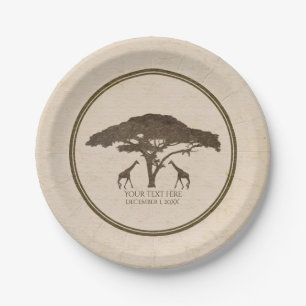 Afrikanische Giraffen der Safari-zwei u. Pappteller