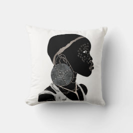 Afrikanische Girl Black and White Artwork Kissen