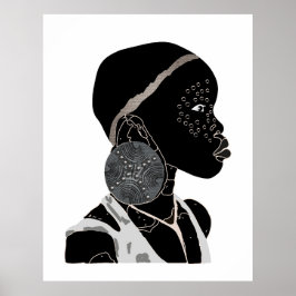 Afrikanische Girl Black and White Artwork Poster