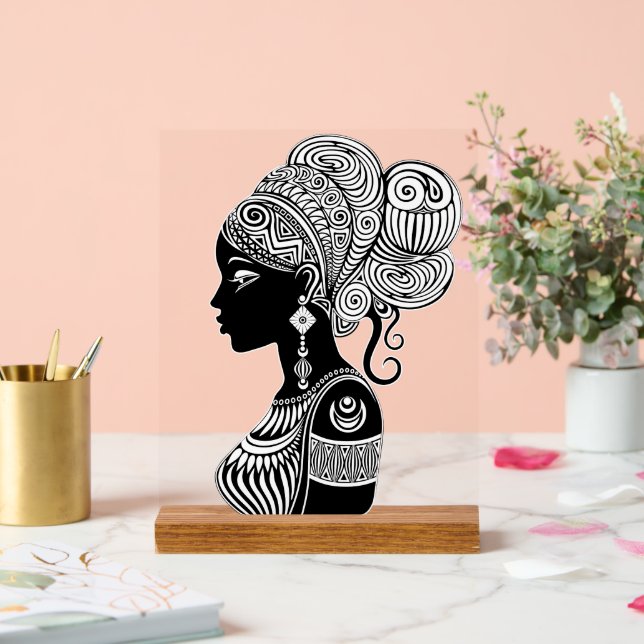 Afrikanische Girl Portrait Tribal Tattoo Acrylschild (Hochzeit)
