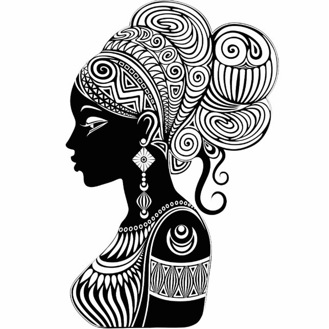 Afrikanische Girl Portrait Tribal Tattoo Freistehende Fotoskulptur (Vorne)
