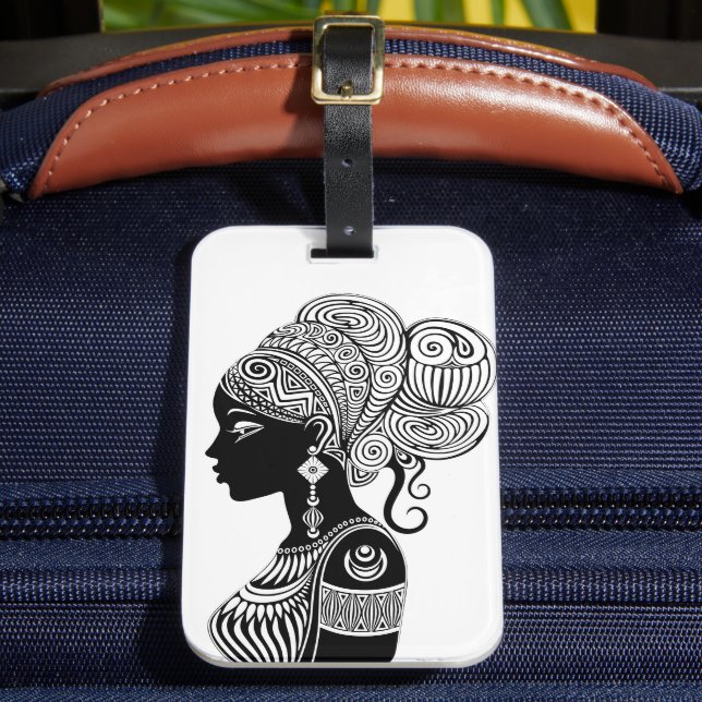 Afrikanische Girl Portrait Tribal Tattoo Gepäckanhänger (Vorderseite Insitu 2)