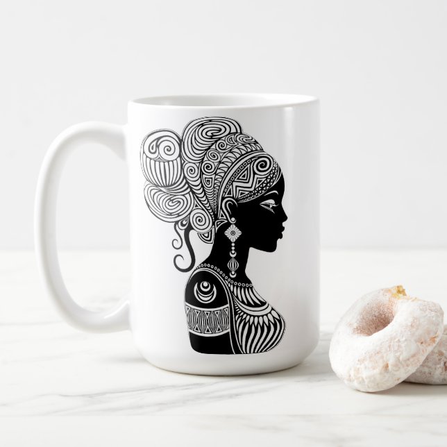 Afrikanische Girl Portrait Tribal Tattoo Kaffeetasse (Mit Donut)