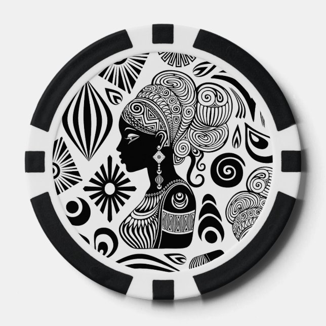 Afrikanische Girl Portrait Tribal Tattoo Pokerchips (Vorderseite)