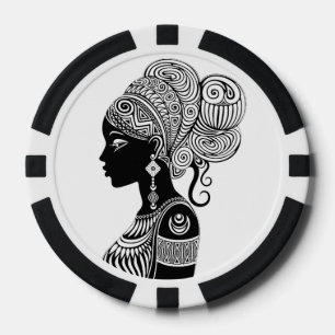 Afrikanische Girl Portrait Tribal Tattoo Pokerchips