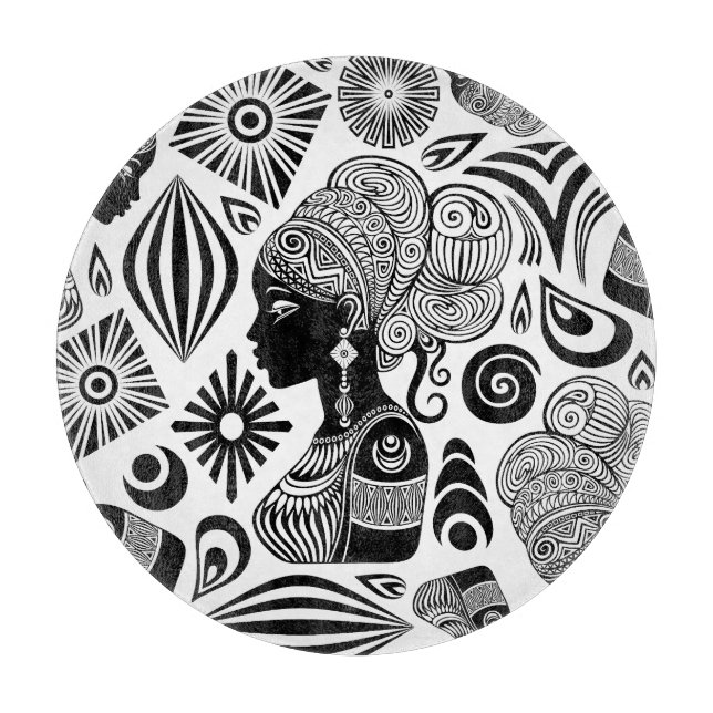 Afrikanische Girl Portrait Tribal Tattoo Schneidebrett (Vorderseite)