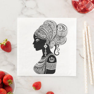 Afrikanische Girl Portrait Tribal Tattoo Serviette