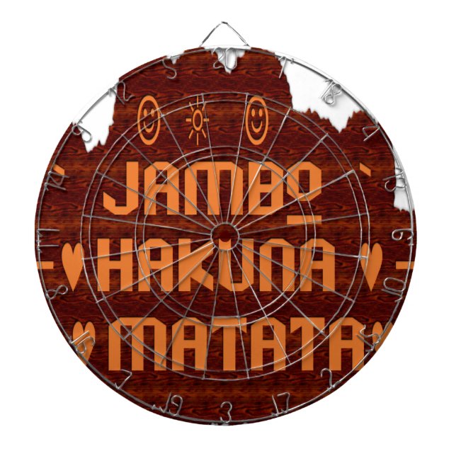 Afrikanische Gruß: Jambo Hakuna Matata Holzdesign Dartscheibe (vorne)