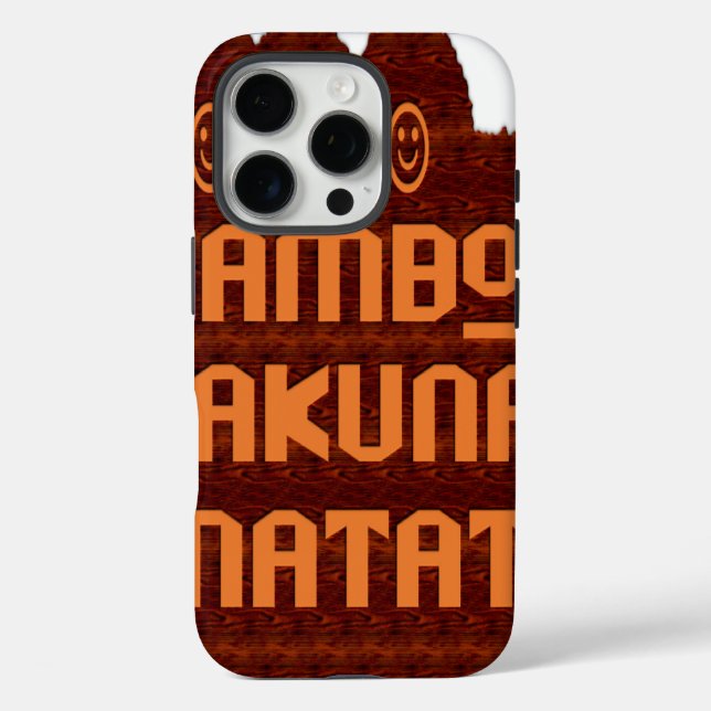 Afrikanische Gruß: Jambo Hakuna Matata Holzdesign iPhone 16 Pro Hülle (Rückseite)