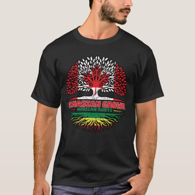 Afrikanische kanisch-kanadische Tree-Roots-Flagge T-Shirt (Vorderseite)