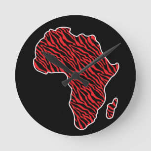 Afrikanische Karte Afrikanischer Pride Zebra Muste Runde Wanduhr