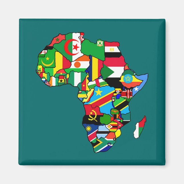 Afrikanische Karte Afrikas Flaggen in Länderkarten Magnet (Vorne)