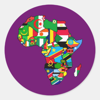 Afrikanische Karte Afrikas Flaggen in Länderkarten Runder Aufkleber