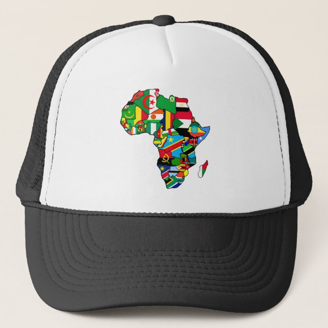 Afrikanische Karte Afrikas Flaggen in Länderkarten Truckerkappe (Vorderseite)