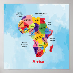 Afrikanische Karte Aquarellbilder-Poster Poster