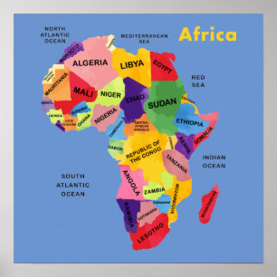 Afrikanische Karte Aquarellbilder-Poster Poster