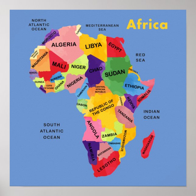 Afrikanische Karte Aquarellbilder-Poster Poster (Vorne)