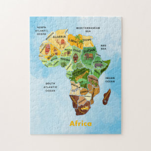 Afrikanische Karte Aquarellbilder Puzzle
