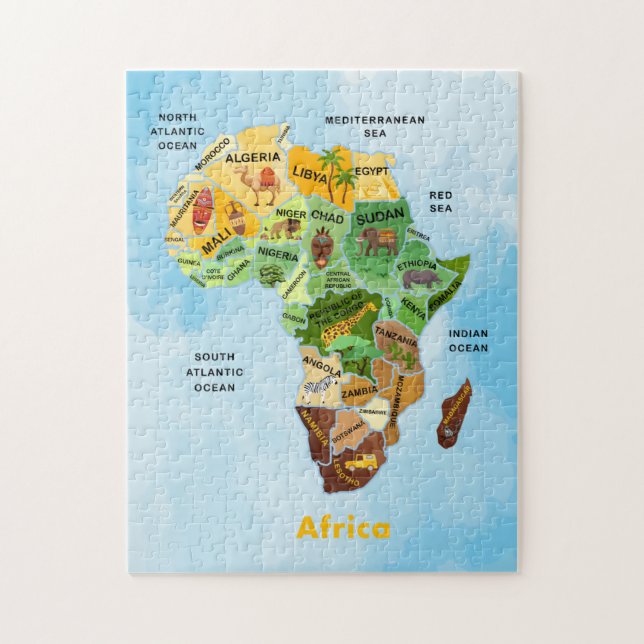 Afrikanische Karte Aquarellbilder Puzzle (Vertikal)