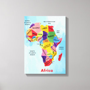 Afrikanische Karte Aquarellfarbe Stretched Canvas Leinwanddruck