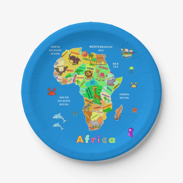 Afrikanische Karte für Kinder Pappteller (Vorderseite)