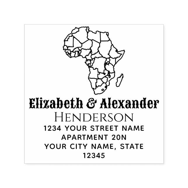 Afrikanische Karte/ Länder - Rücksendeadresse von  Permastempel (Design)