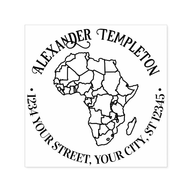 Afrikanische Karte/ Länder - Rücksendeadresse von  Permastempel (Design)