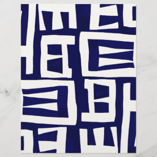 Afrikanische Karte - Navy Elfenbein