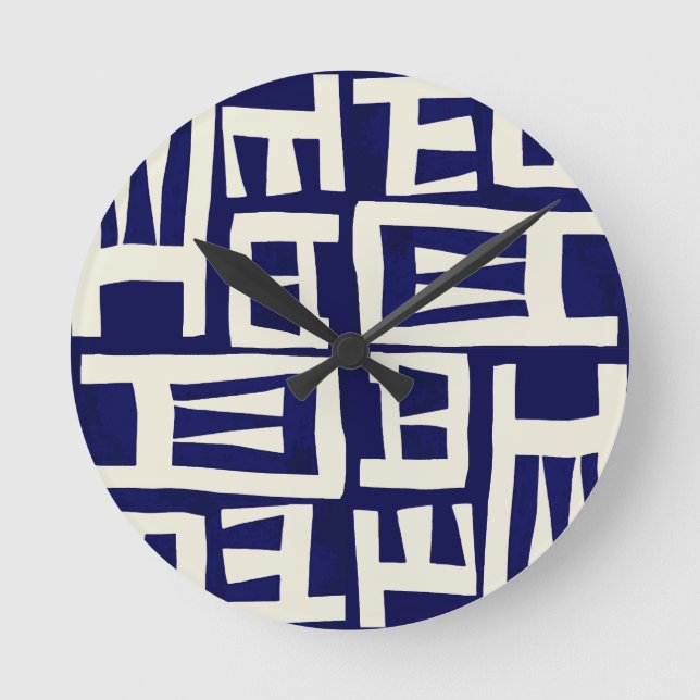 Afrikanische Karte - Navy Ivory Runde Wanduhr (Vorderseite)