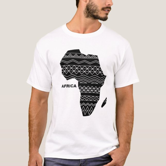 Afrikanische Karte Schwarz Print T-Shirt (Vorderseite)