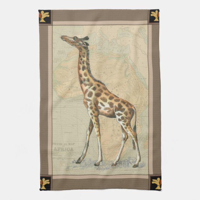 Afrikanische Karte und Giraffe Handtuch (Vertikal)
