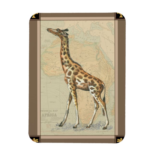 Afrikanische Karte und Giraffe Magnet (Vertikal)